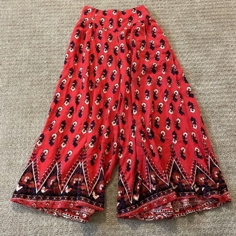 Free People Pink Floral Wide Leg Pants - Picture 2 of 9